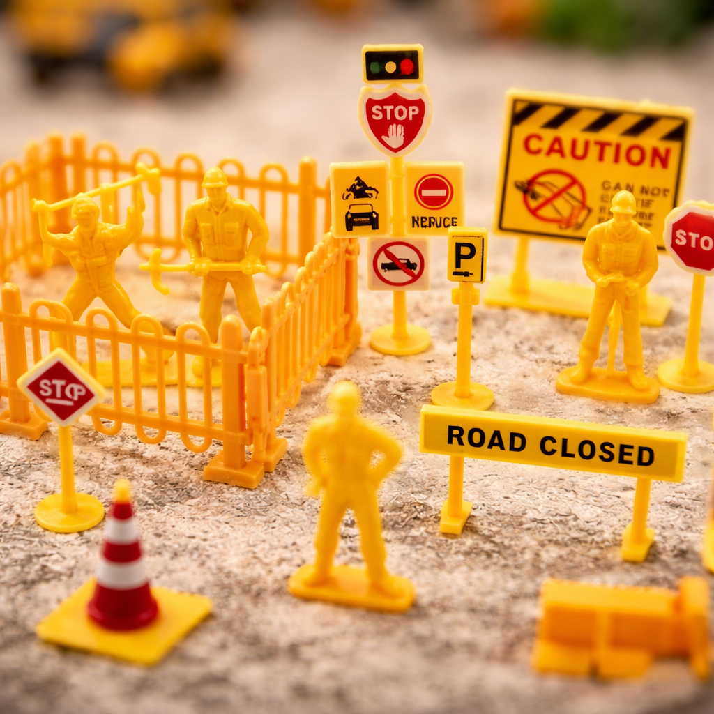 Construction Signs & Barriers Set